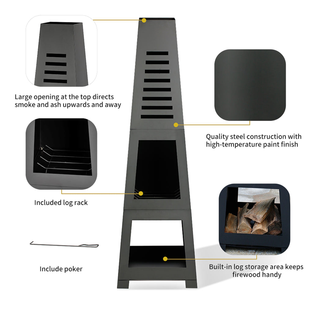 Shinerich - Steel Outdoor Wood Burning Chiminea