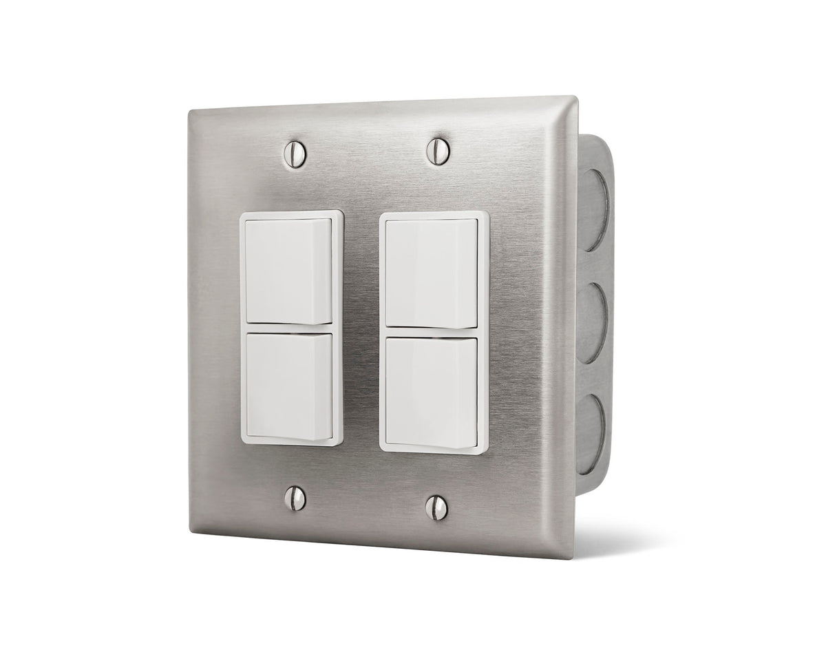 Infratech dual on/off switch with stainless wall plate