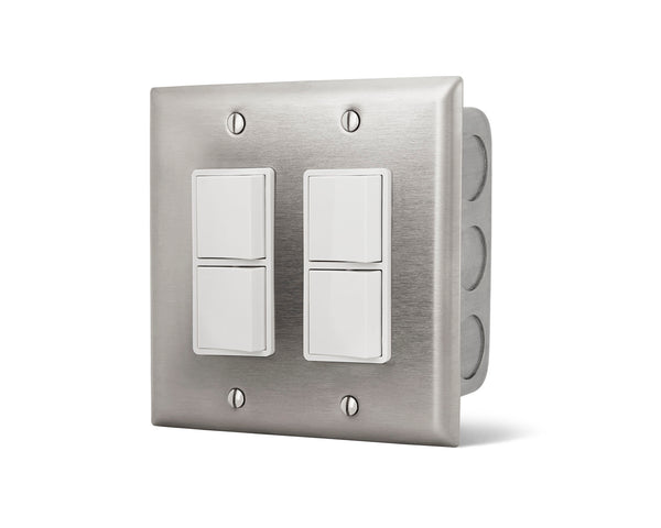 Infratech dual on/off switch with stainless wall plate