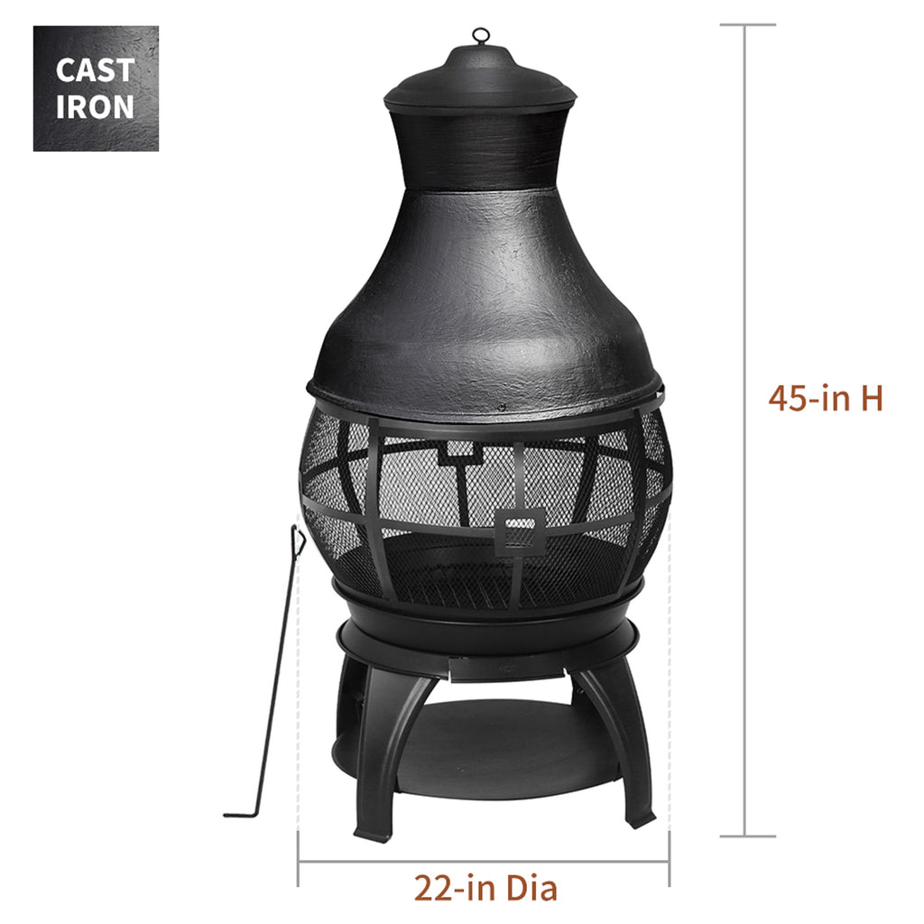 Shinerich - 45" Cast Iron Outdoor Chiminea