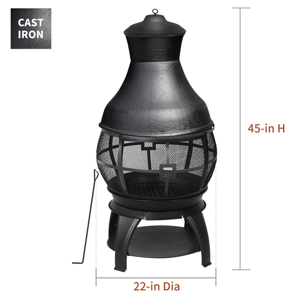 Shinerich - 45" Cast Iron Outdoor Chiminea