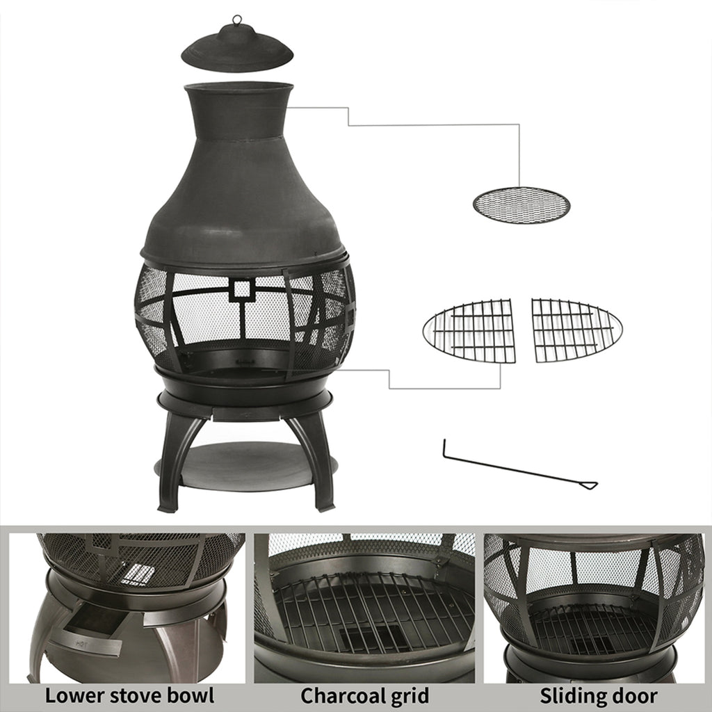 Shinerich - 45" Cast Iron Outdoor Chiminea