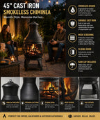 Shinerich - 45" Cast Iron Outdoor Chiminea