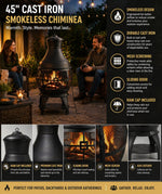 Shinerich - 45" Cast Iron Outdoor Chiminea 6