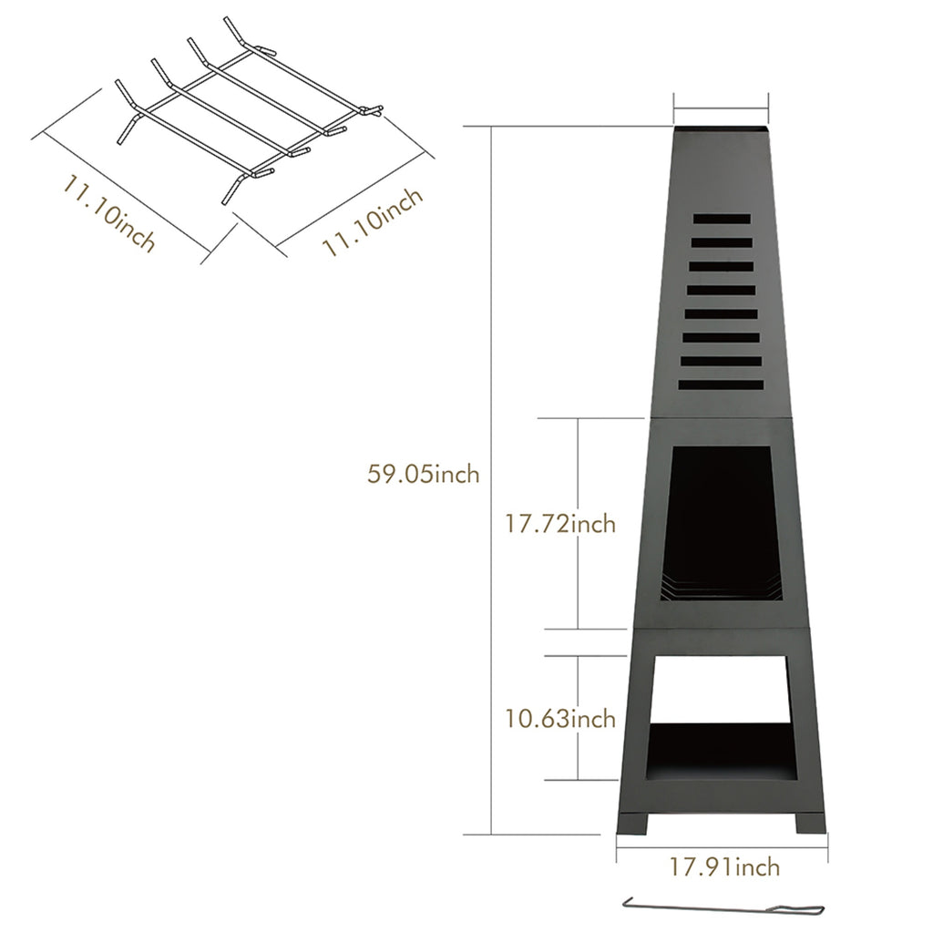 Shinerich - Steel Outdoor Wood Burning Chiminea