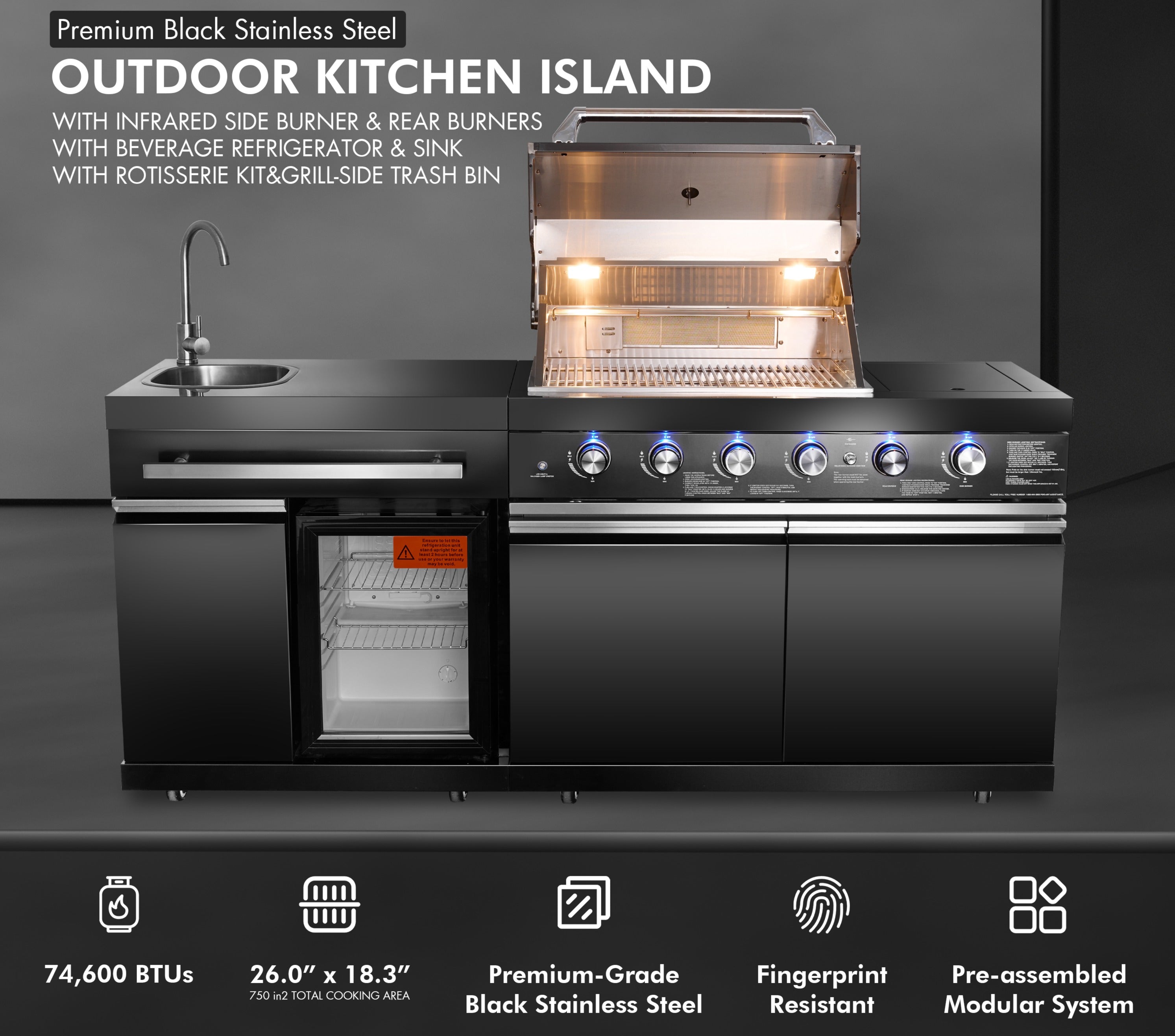 Shinerich - 4+2 Burner Deluxe Outdoor Kitchen Island
