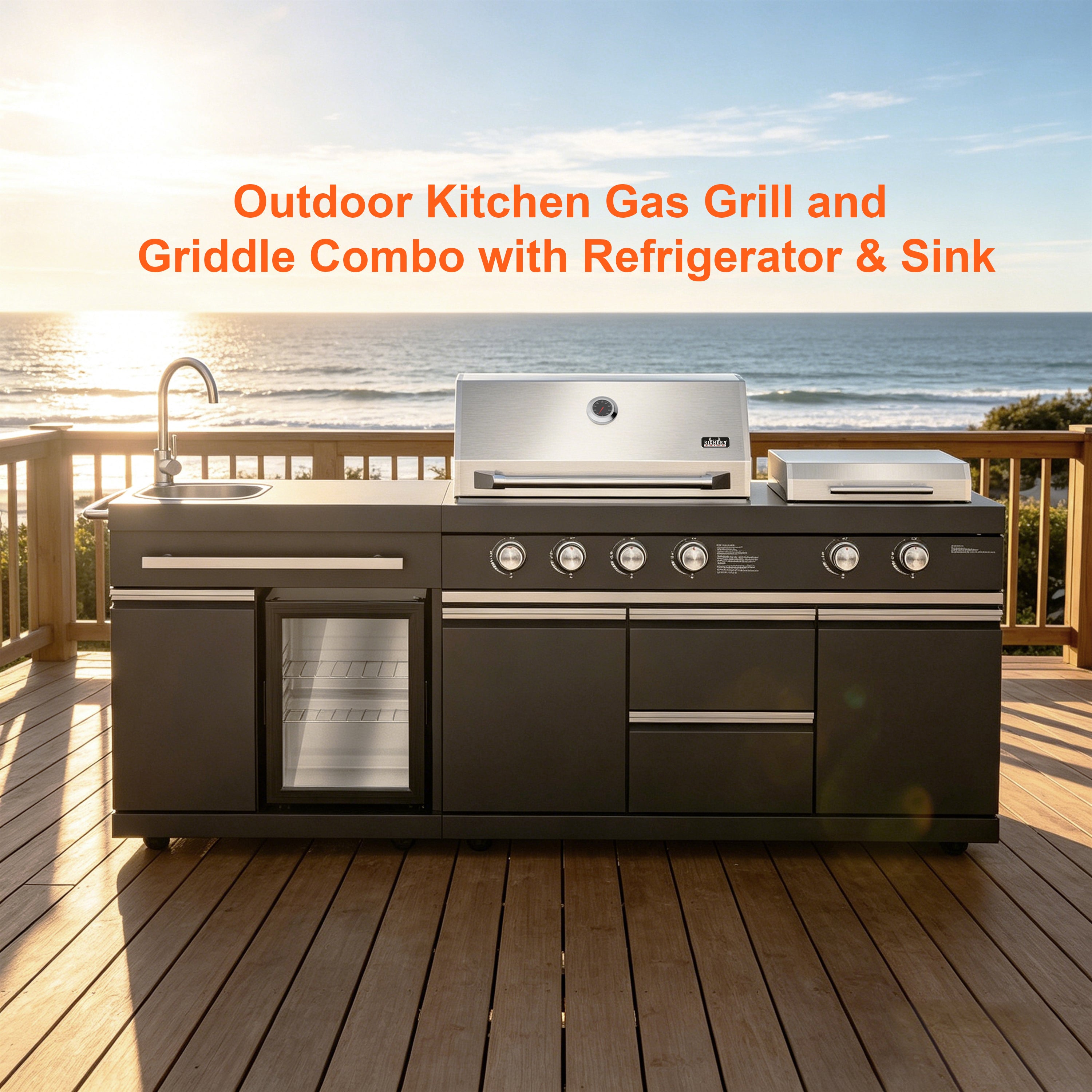 Bighorn - Deluxe Outdoor Kitchen Gas Grill & Griddle Combo
