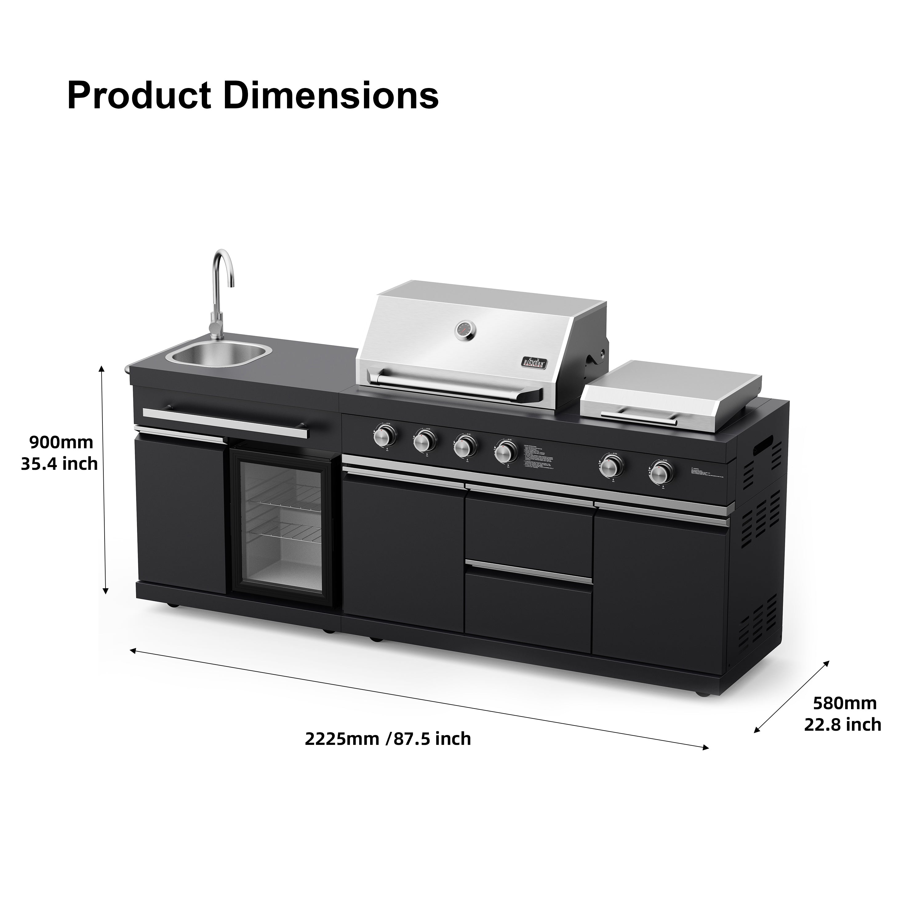 Bighorn - Deluxe Outdoor Kitchen Gas Grill & Griddle Combo