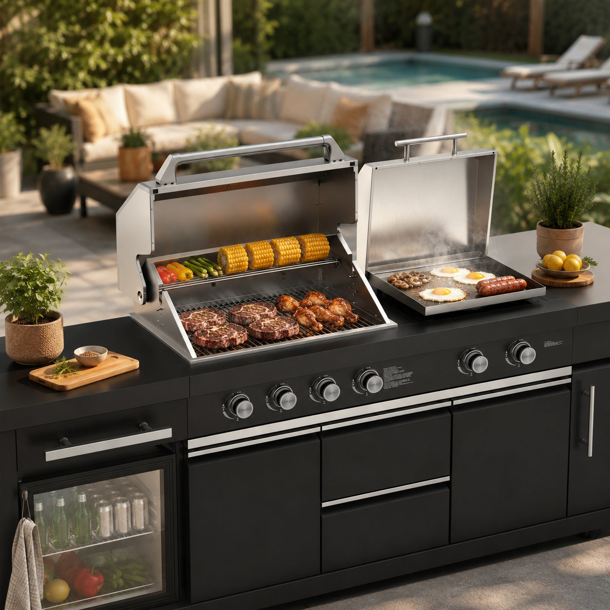 Bighorn - Deluxe Outdoor Kitchen Gas Grill & Griddle Combo