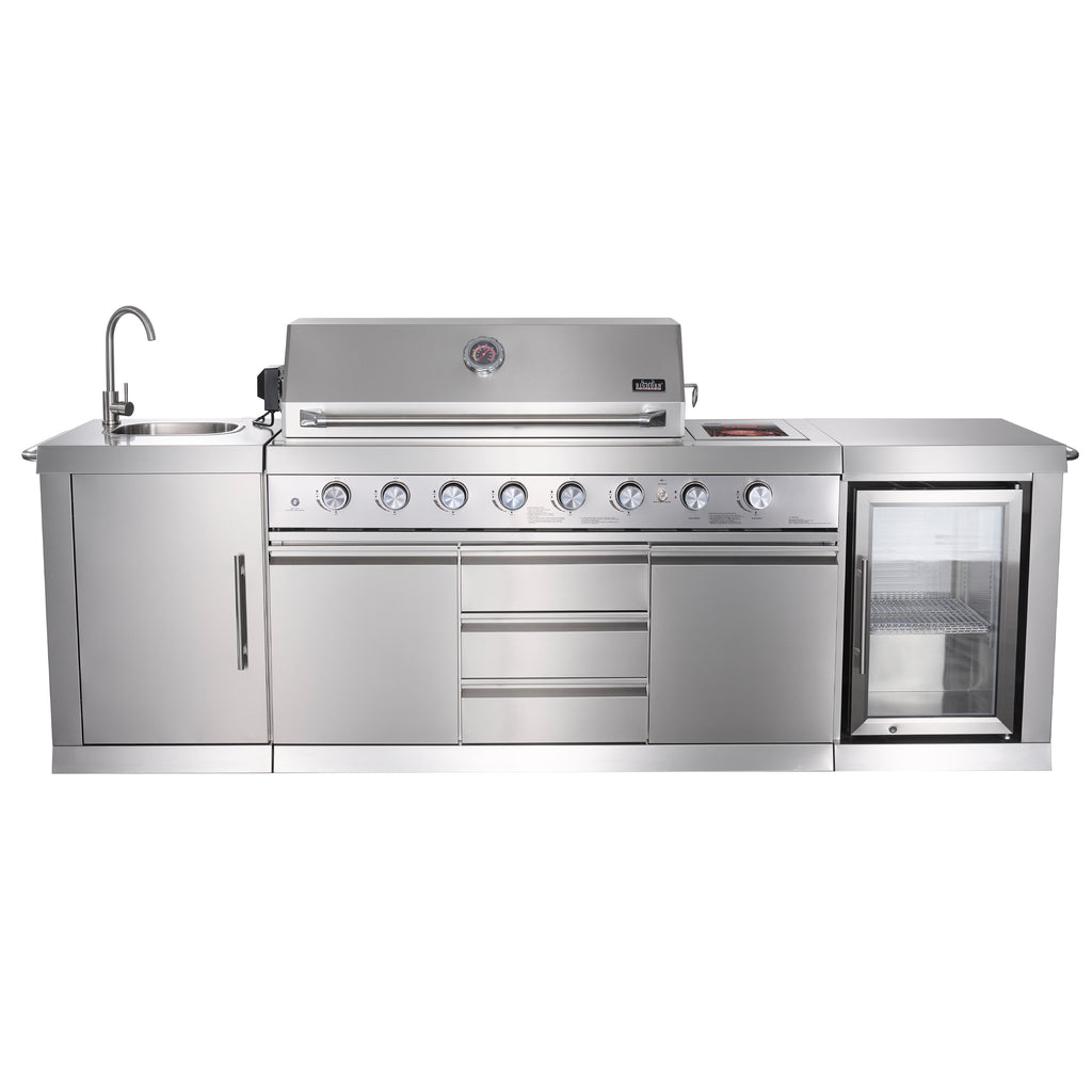 Shinerich (Big Horn) 6+2 Burner Deluxe Stainless Steel Island Barbecue Grill