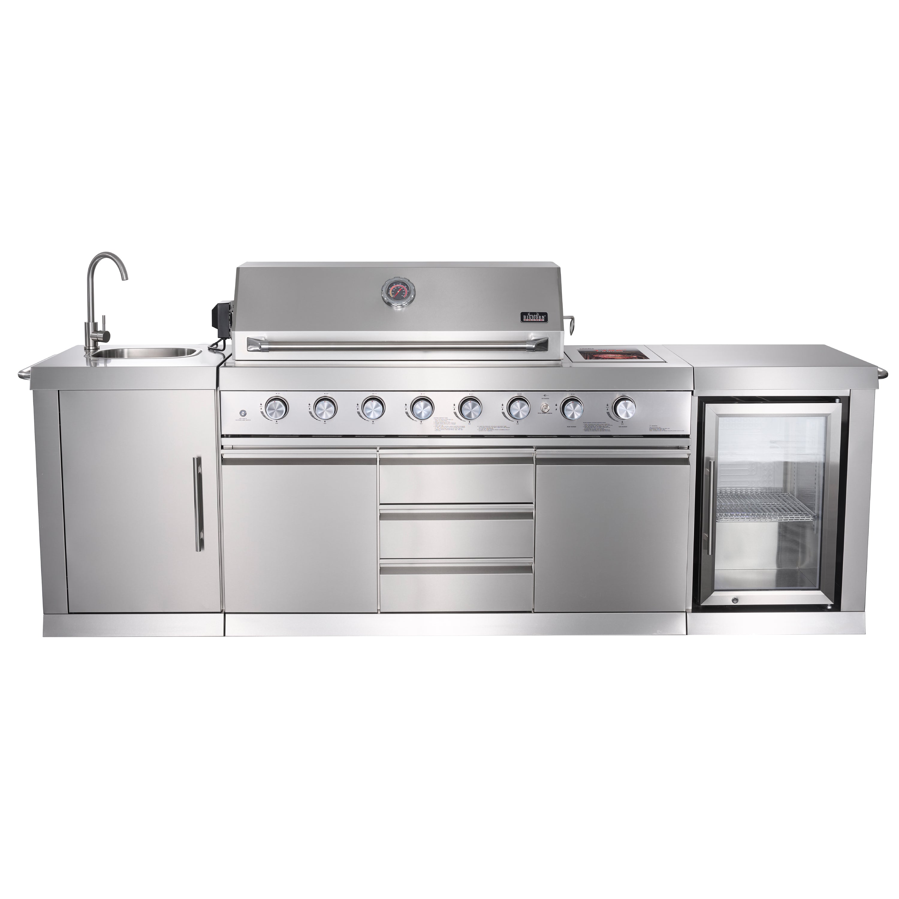 Shinerich (Big Horn) 6+2 Burner Deluxe Stainless Steel Island Barbecue Grill