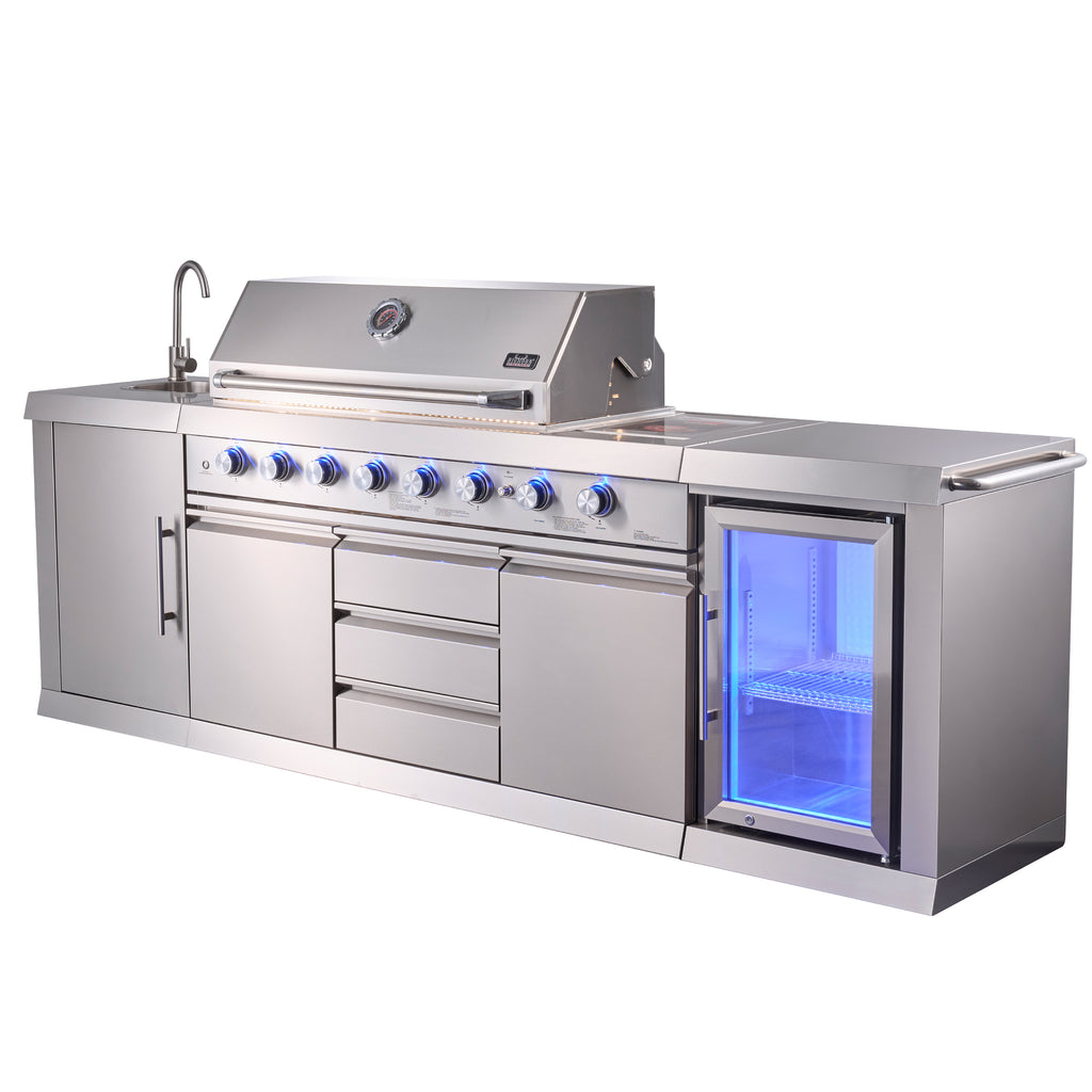 Shinerich (Big Horn) 6+2 Burner Deluxe Stainless Steel Island Barbecue Grill