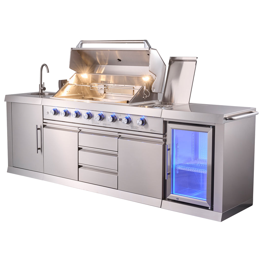 Shinerich (Big Horn) 6+2 Burner Deluxe Stainless Steel Island Barbecue Grill