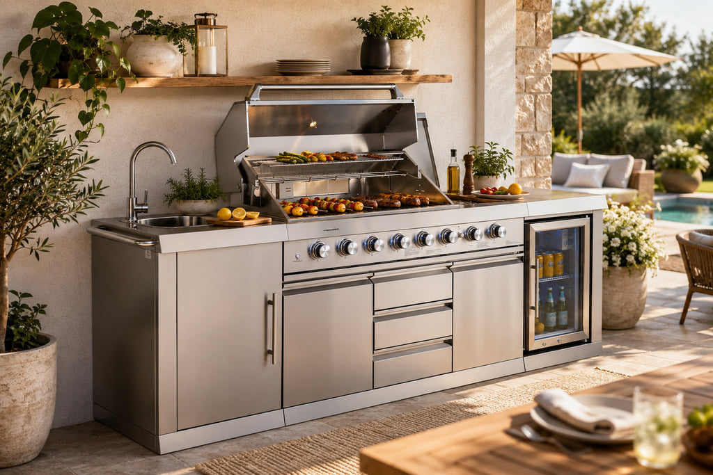Shinerich (Big Horn) 6+2 Burner Deluxe Stainless Steel Island Barbecue Grill