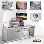 Shinerich (Big Horn) 6+2 Burner Deluxe Stainless Steel Island Barbecue Grill