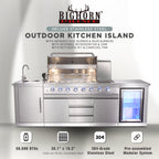 Shinerich (Big Horn) 6+2 Burner Deluxe Stainless Steel Island Barbecue Grill