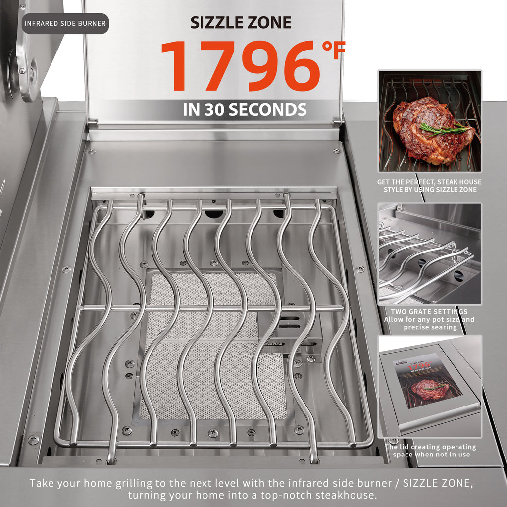 Shinerich (Big Horn) 6+2 Burner Deluxe Stainless Steel Island Barbecue Grill