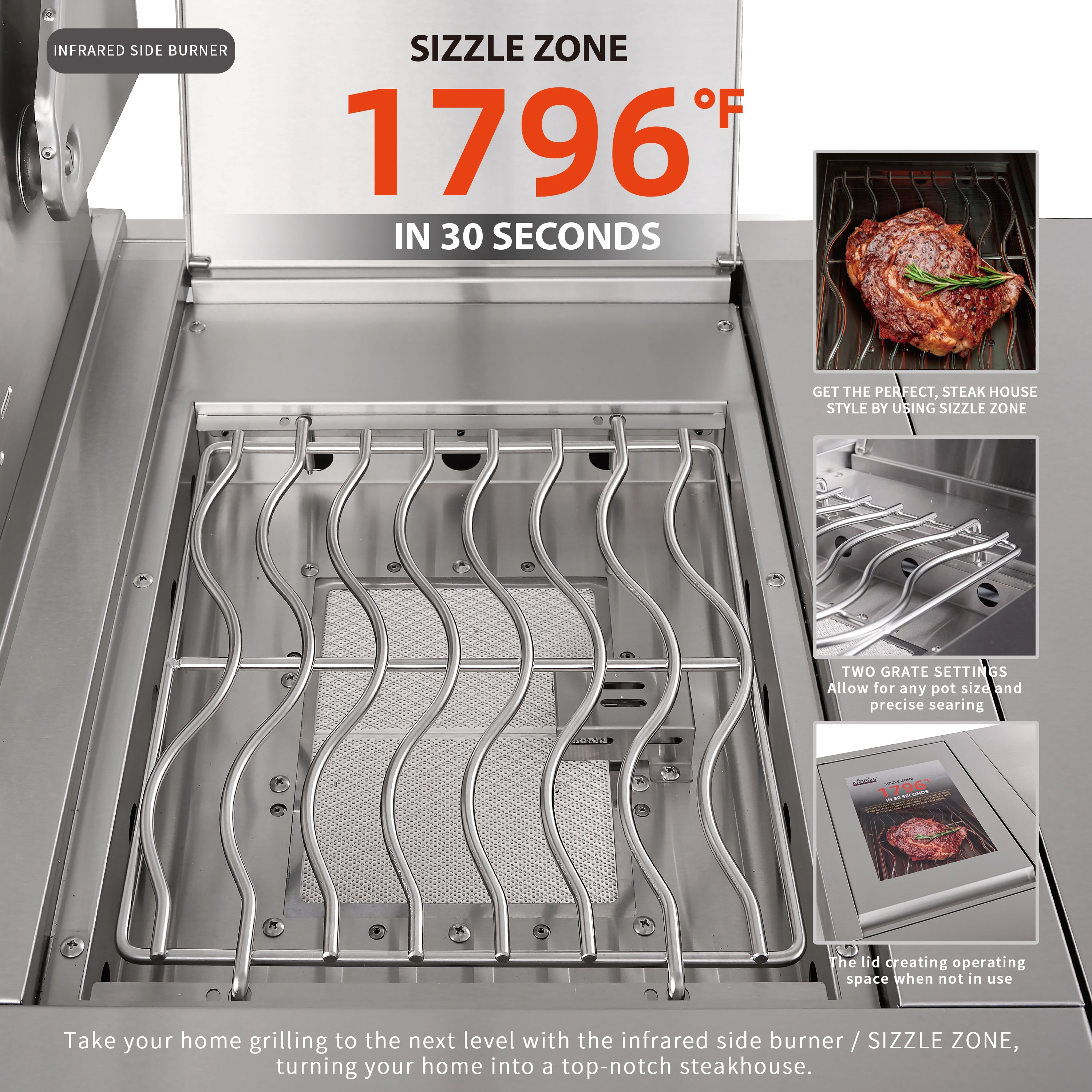 Shinerich (Big Horn) 6+2 Burner Deluxe Stainless Steel Island Barbecue Grill