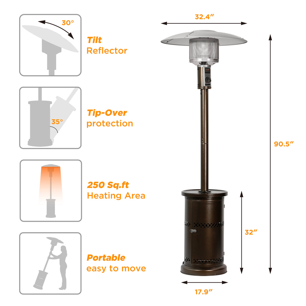 Shinerich - Adjustable Hood Gas Patio Heater
