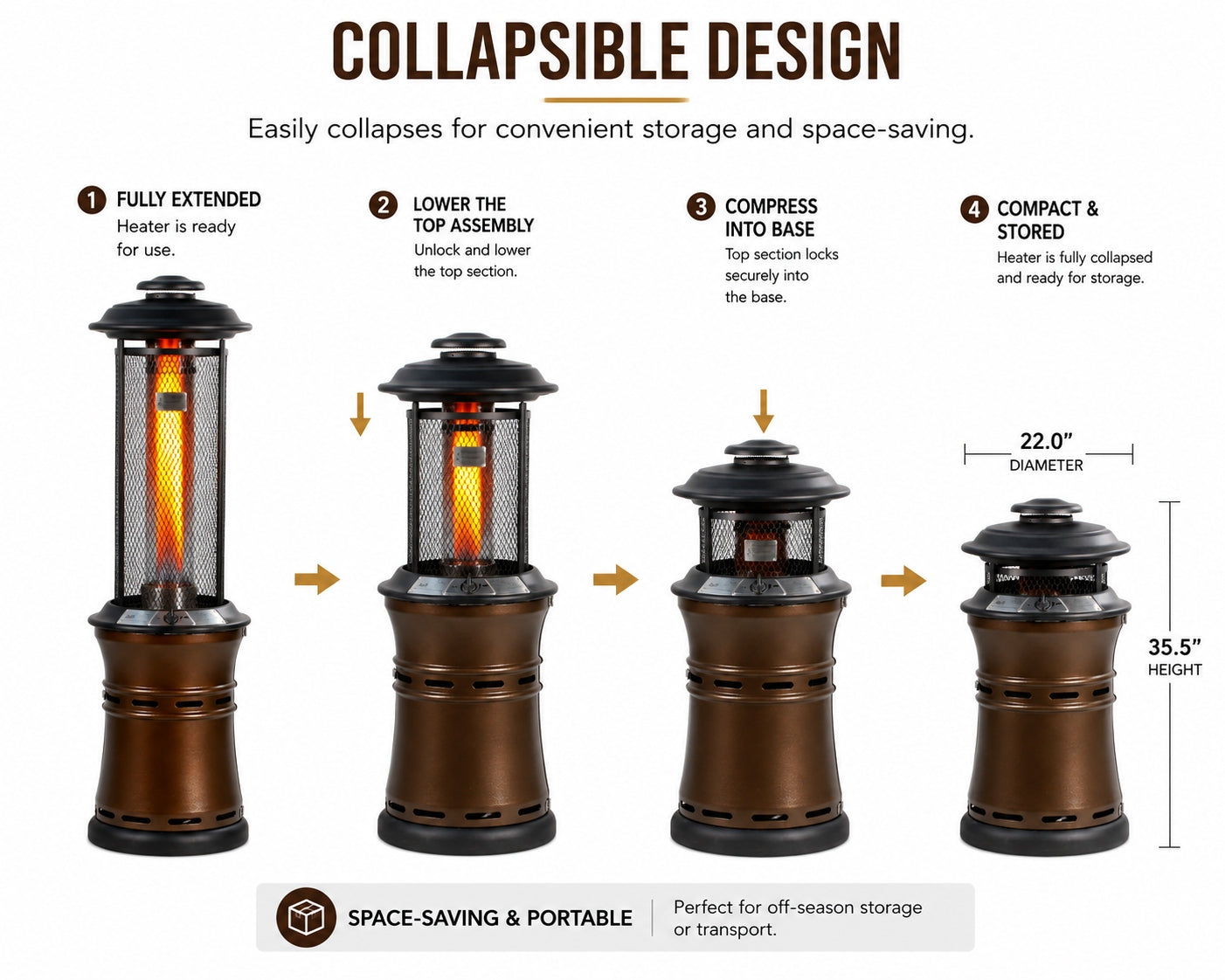 Shinerich - Retractable Gas Patio Heater