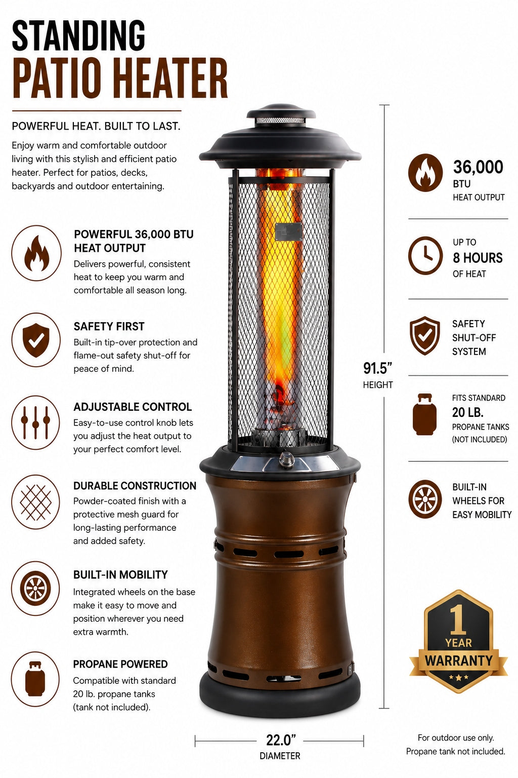 Shinerich - Retractable Gas Patio Heater
